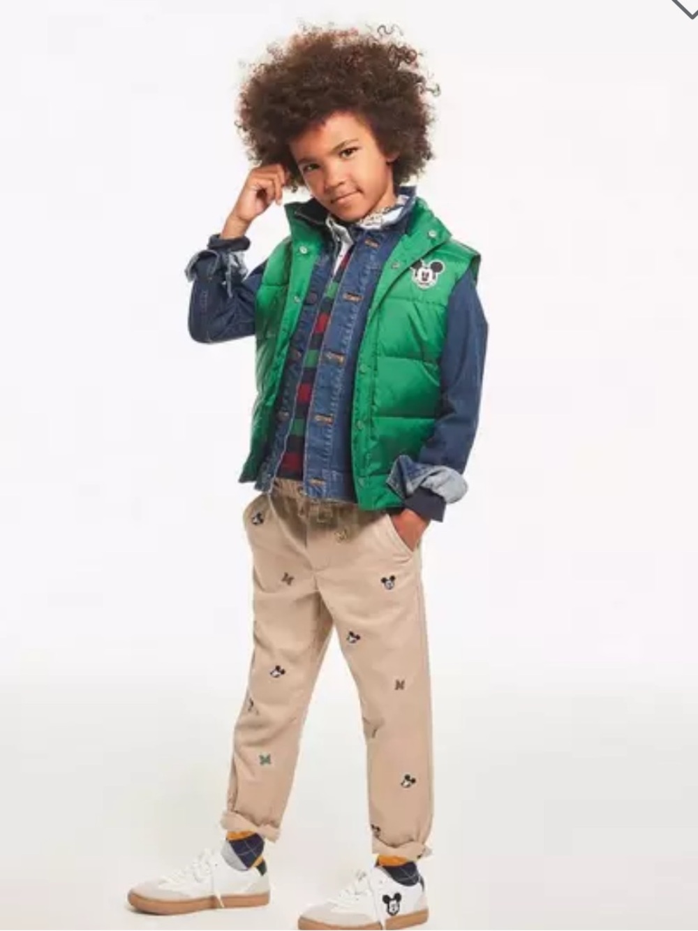 Janie & Jack Disney Mickey Mouse Striped
Rugby Shirt and Puffer Vest